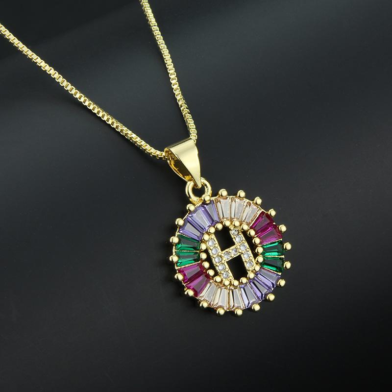 European and American simple 26 letter necklace directly from the manufacturer color zirconium English temperament pendant necklace wholesale