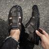 39-48 Sommer Herren Zehengeschlossen Übergröße Echtes Leder Freizeit Sandalen Outdoor Wandersandalen