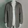 Men's Solid Color Hooded Turtleneck Knit Cardigan, Long Sleeve Open Front Sweater Coat, Fall Winter Casual Outerwear