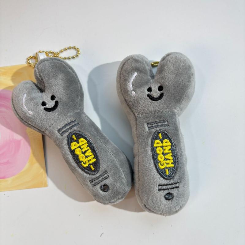 Wrench Plush Toy Keychain Cartoon Tool Soft Stuffed Doll Pendant Car Key Ring Backpack Bag Decor Kid Gift