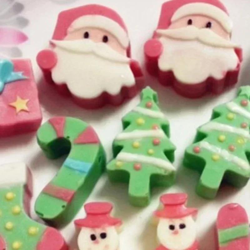 Festival Christmas Handmade Molds Tree Snowman Socks Cake Chocolate Molds Ice Cube Tray Baking Accessories Tools Home Bakeware