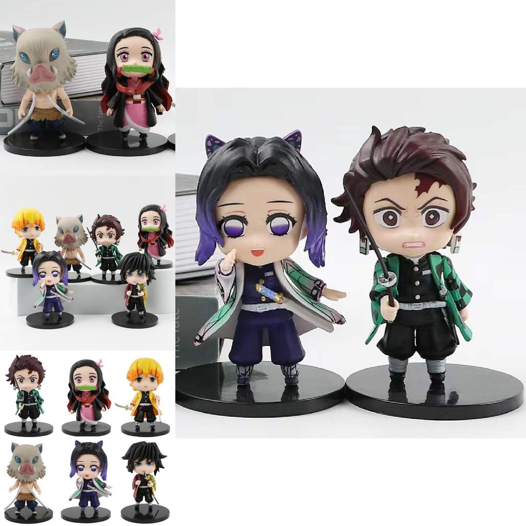 Adorable Demon Slayer Tanjiro Nezuko Pvc Figures 6-pack 8.5cm Anime Merchandise