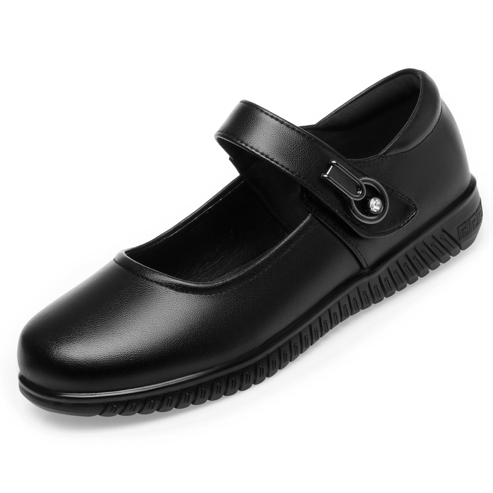 

[Ulogu] Office Flat Shoes for Women, Strap Pumps, Comfortable Platform, Round Toe, Non-Slip, Soft, Suitable for Commuting, Work, All-Season Wear, Blac