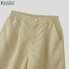 ZANZEA Women Summer Elastic Waist Solid Color Loose Casual Fifth Pants