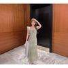 Sweet small flying sleeves floral dress gentle wind dress women's summer niche temperament slim ruffle edge a word long dress