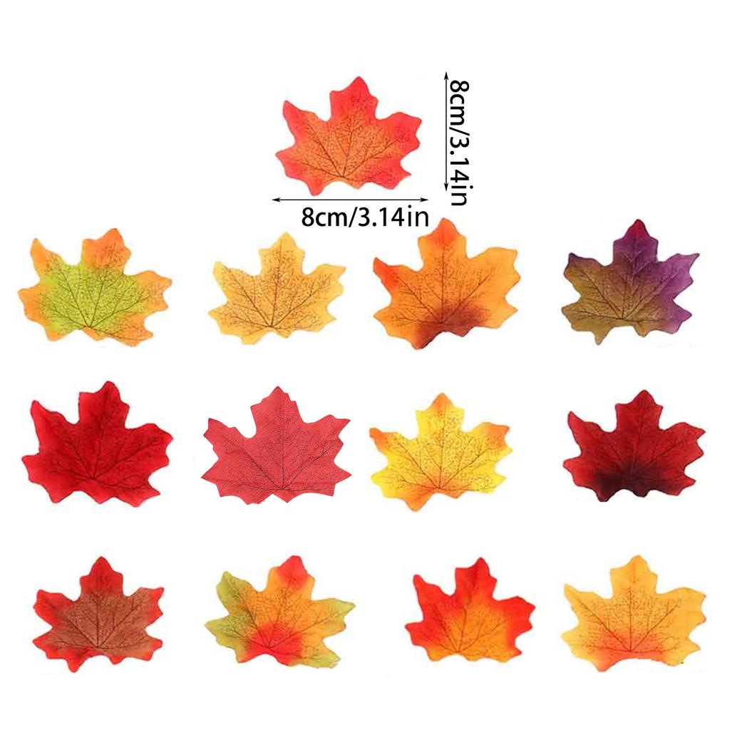 Set of 100 Artificial Maple Leaf Decorations Simulation Silk Fabric Maple Leaf for Home Wedding and Festive Displays