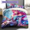 KDA Ahri Pattern Bedding Quilt Set Quilt Cover Pillowcase Home Decoration Gift (1 * duvet cover + 2 * pillowcase, without core)