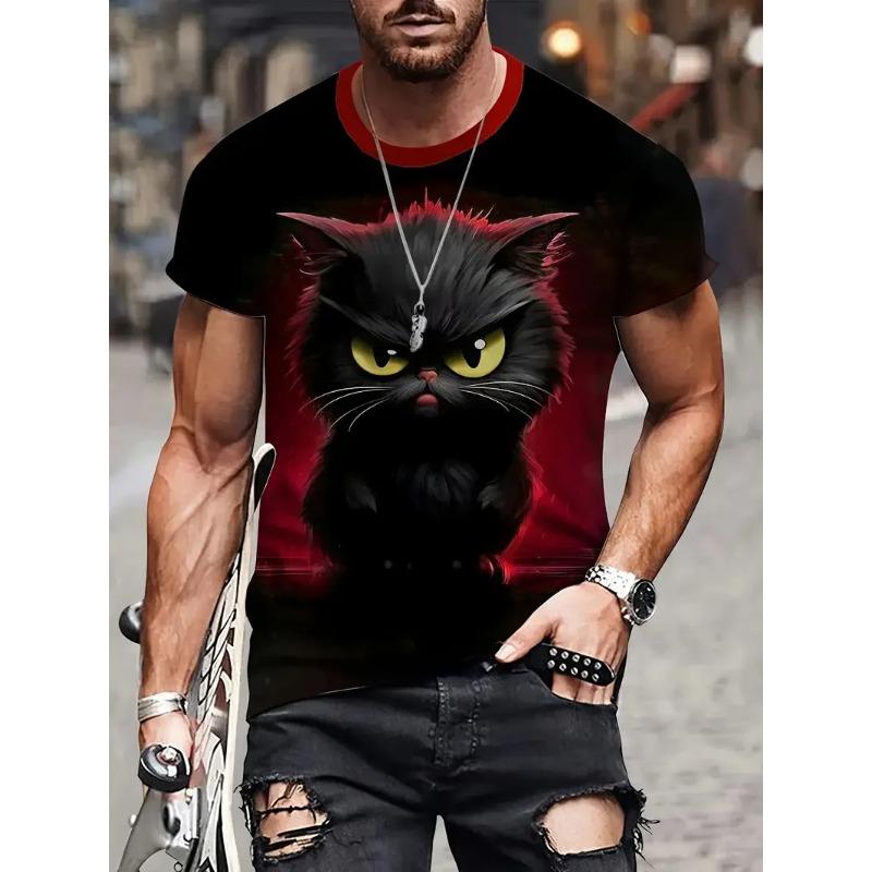 T-shirt for Men Cute Dog 3D Printed Crew Neck Short Sleeve  Summer Outdoor Pullover Top Tees Sport Streetwear Oversized Tshirt