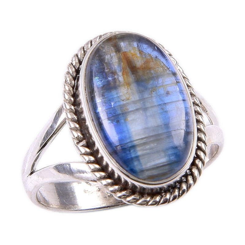 Natural Kyanite Gemstone Handmade 925 Solid Sterling Silver Gift Ring S.7 g0T40