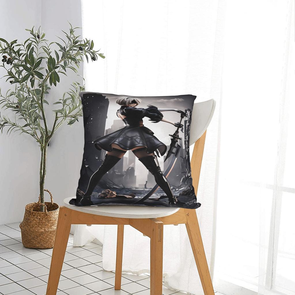 Game N-Nier Automata Pillow Cover Soft Cushion Cover Vintage Pillow Case For Sofa Home Decoration