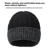 Winter Fleece Lined Knit Hat Color Block Ear Protection Elastic Beanie Cap for Men Women