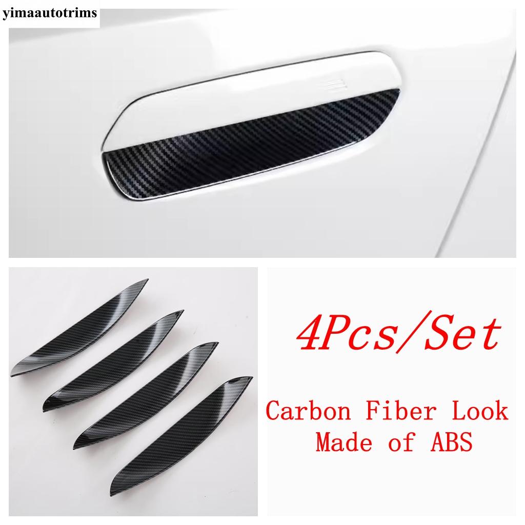 Rearview Mirror Cap / Door Handle Bowl Frame Decoration Cover Trim ABS Carbon Fiber Accessories For BMW 5 Series G60 2024 2025