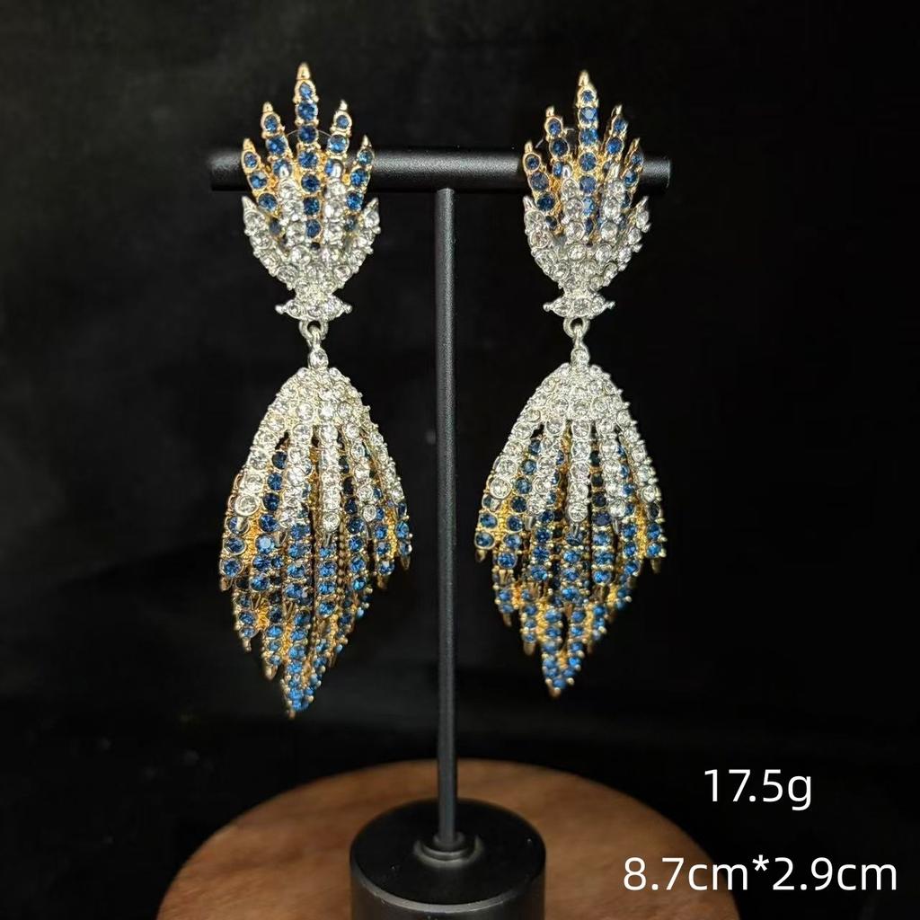 Hot-Selling Fashion Light Luxury Earrings, Multi-Color Diamond Leaf Earrings, Elegant Design Banquet Earrings