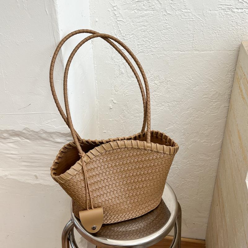 Large-capacity Woven Bag - Stylish Commuter Shoulder Bag with Hand-held Grocery Bag Feature