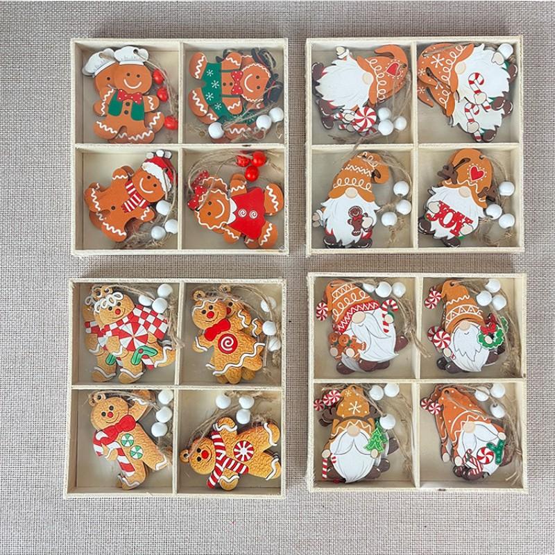 Christmas Tree Hanging Decor Rustic Gingerbread Man Ornament Santa Claus Decoration Premium Wooden Christmas Ornament For Window