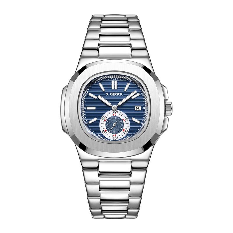 Retro Square Watch Men'S Business High-Value Men'S Sports Personality Steel Belt Luminous Trend Calendar Quartz Watch Wrist