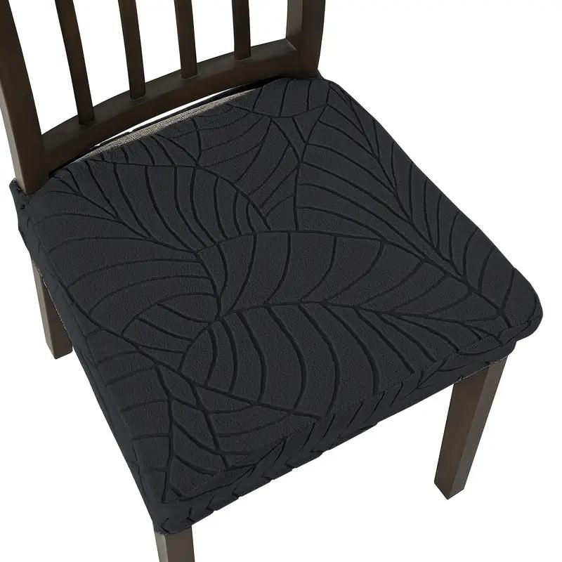 1/4Pcs Jacquard Chair Seat Covers Stretch Pure Color Chair Cover Removable Upholstered Seat Cushion Slipcover For Home Party