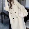 Oatmeal Color Double-sided Coat for Women Autumn and Winter New Korean Style Loose Slimming Mid-length Quilted Coat
