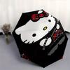 Hello Kitty,Tartan Automatic Folding Umbrella Simple 8 Rib Design, Bright Cartoon Pattern, Durable Iron Frame, Suitable For Travel, Outdoor,