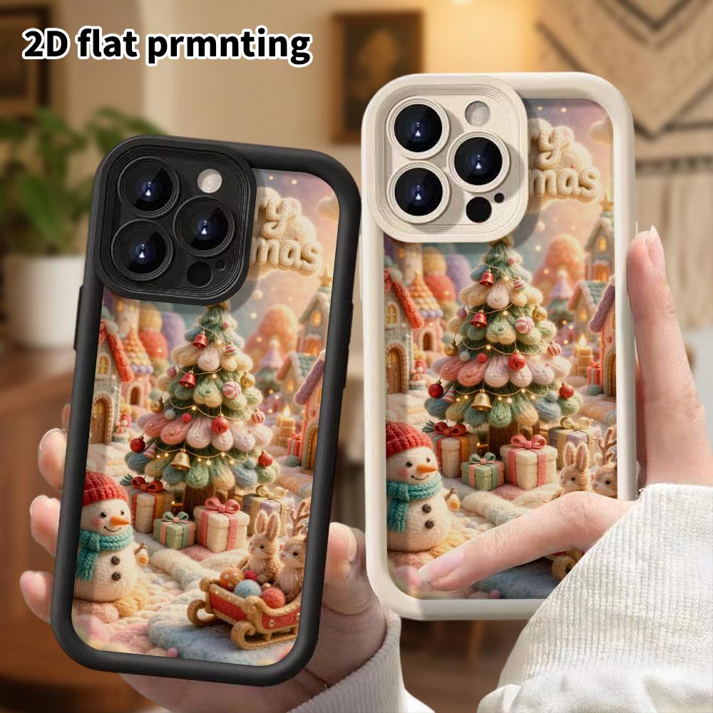 Phone Case: 2D flat, fits iPhone 18 17 16 15 14 13 12Pro protective case, Christmas town, Christmas and Halloween perfect holiday gift
