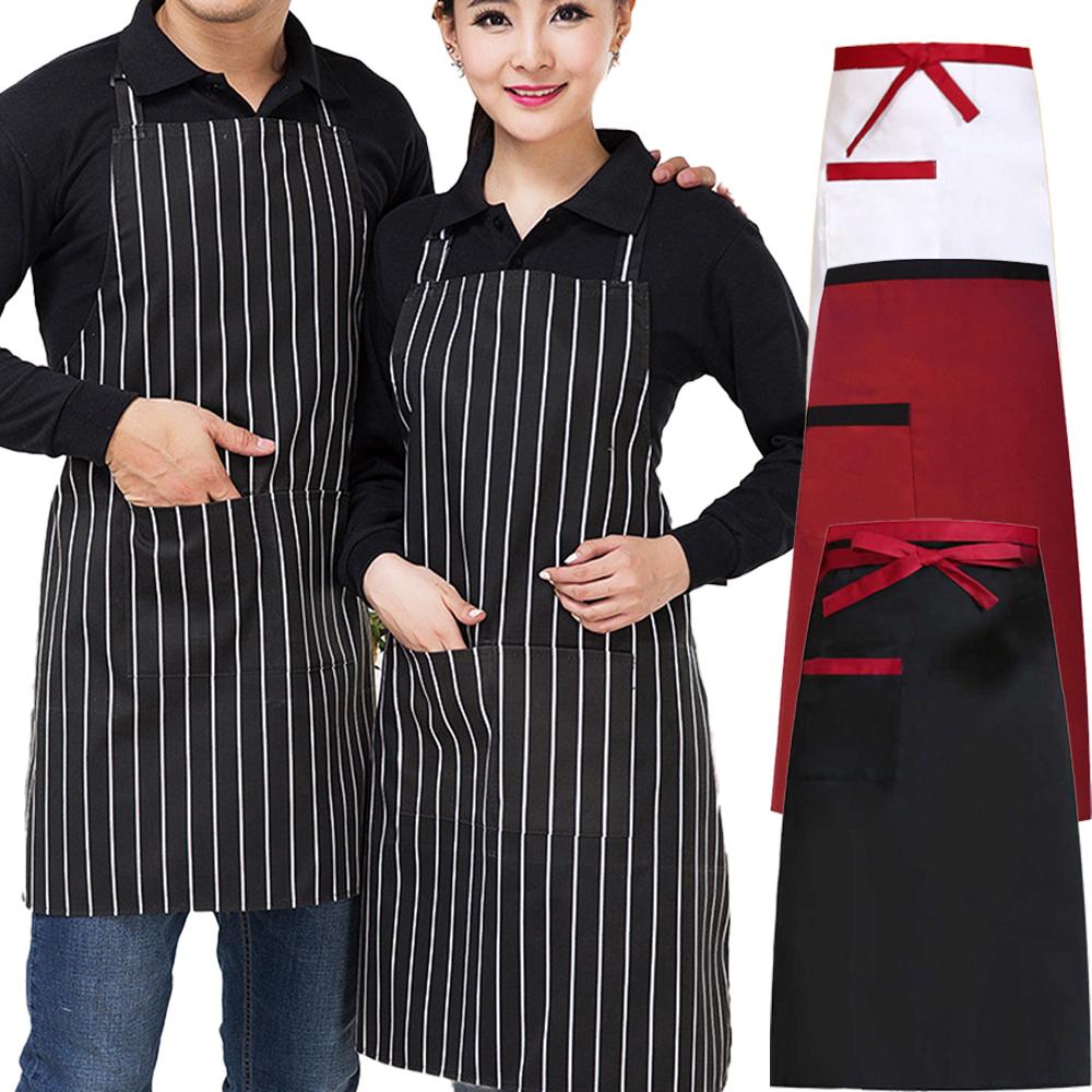 1pcs Chef's Apron Half-length Neck-hanging El Cooking Restaurant Restaurant Coffee Bar Waiter Work Apron Unisex Striped Apron