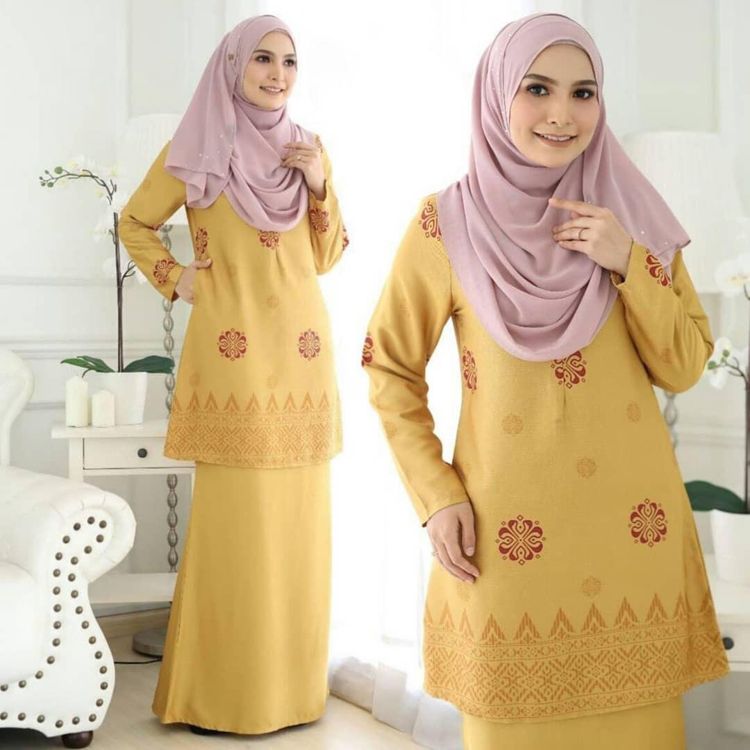 

2025 новый набивной узор Курунг Паханг традиционный женский костюм элегантный милый удобный ретро мусульманские новые продукты 2XL золотой