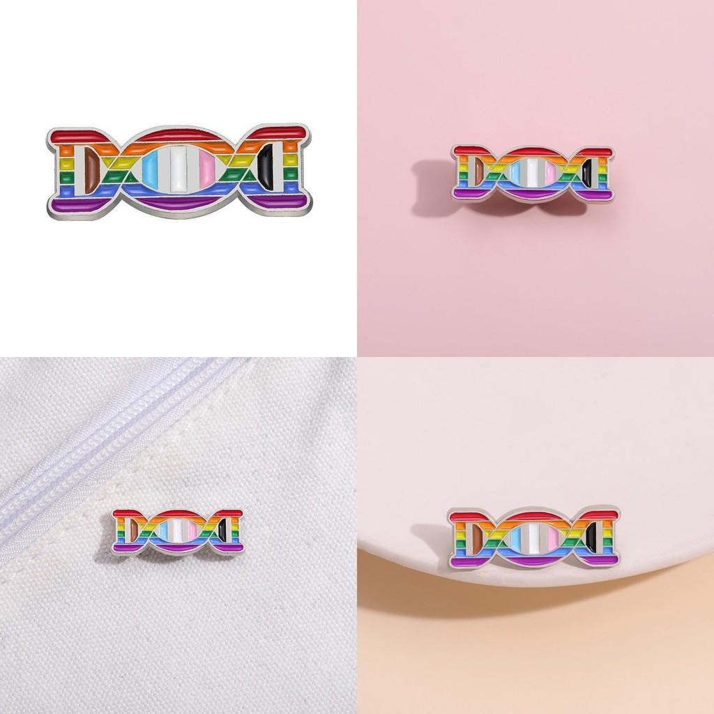 Cartoon Dna Creative Helix Metal Badge Colorful Genetic Chain Brooch For Accessories Fashion