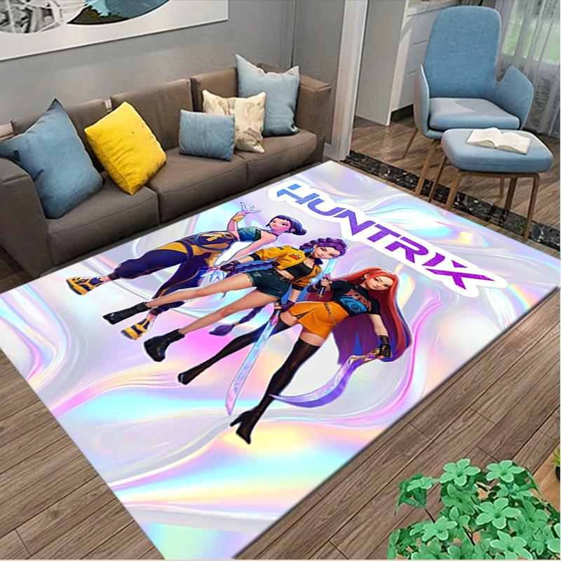 1pc Kpop Demon Hunters Carpet for Room Floor Mat, Comfortable Office Chair Printed Area Rug, Beautiful Hotel Rug