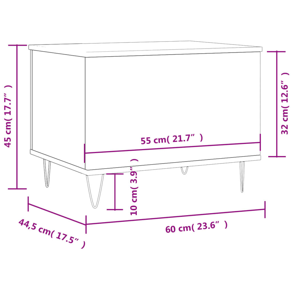 White Coffee Table 60 x 44.5 x 45 cm Particleboard