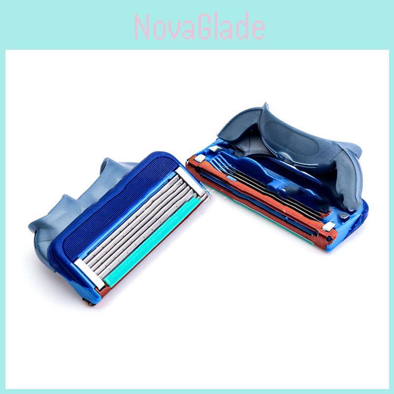 Luxurious 4pcs Shaving Razor Shaver Blades With Premium Five Layers In Elegant Blue