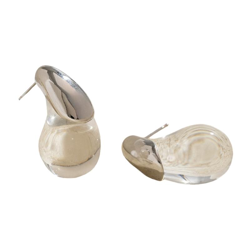 Versatile Clear Resin Drop Earrings Alloy Base Portable Designs for Everyday Jewelry Wear