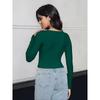 Women's Fashion Casual Spring Fall Solid Color Print Long Sleeve Square Collar Blouses & Shirts
