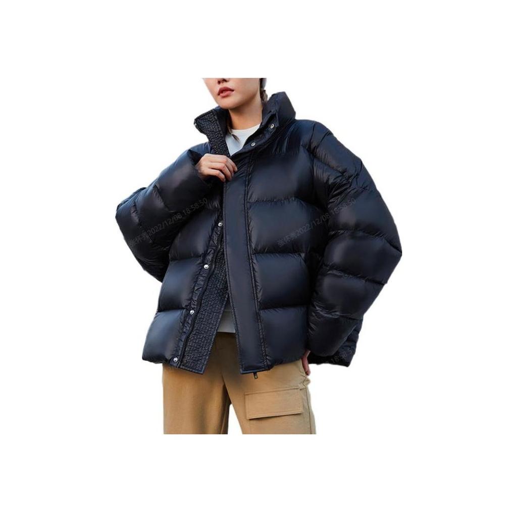 Li-Ning Solid Color Warm Stand Collar Short Down Jacket Women Outerwear Black AYMR506-2