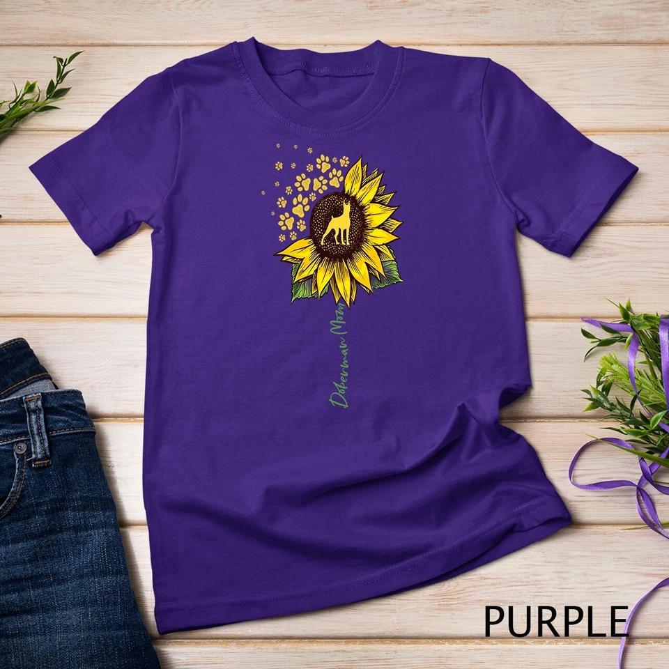 Doberman Mom Sunflower Doberman Pinscher Gifts Dog Mom Mama Unisex T-shirt 10 M