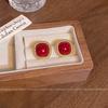 Retro Hong Kong Style Red Square Stud Earrings Women's Niche Design Earrings Earrings