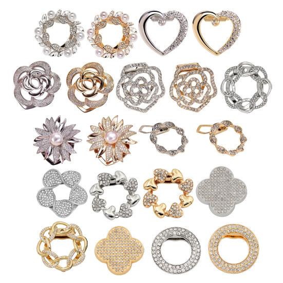 Brooch Pin Flower Twist Shape Sparkling Rhinestones Imitation Pearls Decor Scarf Buckle Sweaters Collars Hats Bags Coats Scarves Accessory