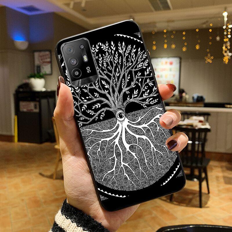 Blau gold Mandala Blume Traumfänger Hülle Handyhülle Für OPPO A74 A94 A3S A5S A9 A12 A15S A52 A53S A72 A73 2020 A91 5G Hüllen