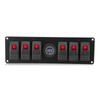 6 Gang Red LED Rocker Switch Panel with Alarm Voltmeter for Car RV Boat Yacht Marine 12V