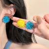 Colored Embroidered Ball Flower Stud Earrings For Women Contrasting Resin Flower Earrings Sweet  Ear Jewelry Accessories