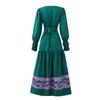 Women's Fashion Sexy Long Print V-Neck Long Sleeves Puff Sleeve Dress