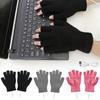 USB Heated Gloves USB Rechargeable Heating Mittens Winter Washable Half Hand Warmers Electric Thermal Gloves For Cold Weather
