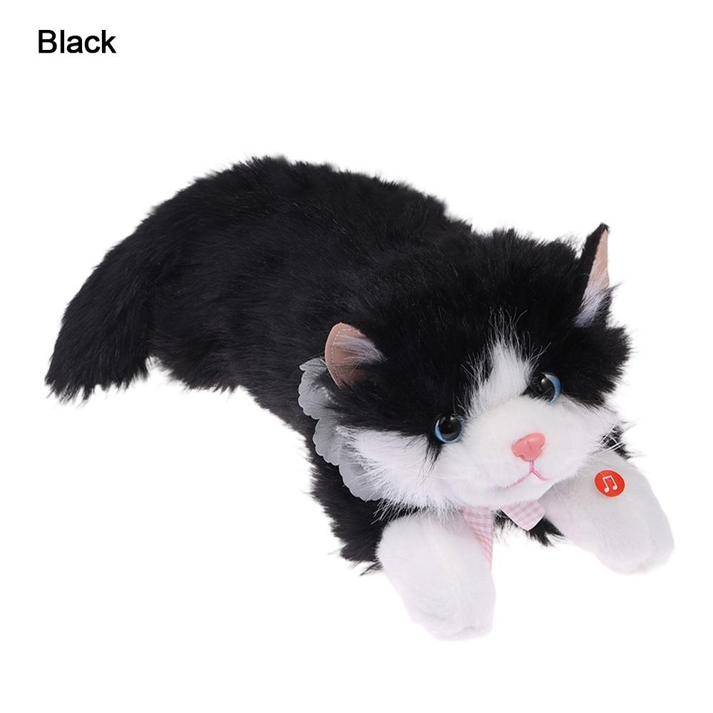 New Soft Simulation Cat Voiced Fluffy Realistic Cat Cute Cartoon With Bib Simulated Kitten Model