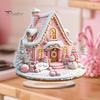 Acrylic Holiday Ornaments for Home Decor 2D Christmas Tree Figurine, Dreamy Floral Candy House Tabletop Showcase Ornaments, Centerpiece Office