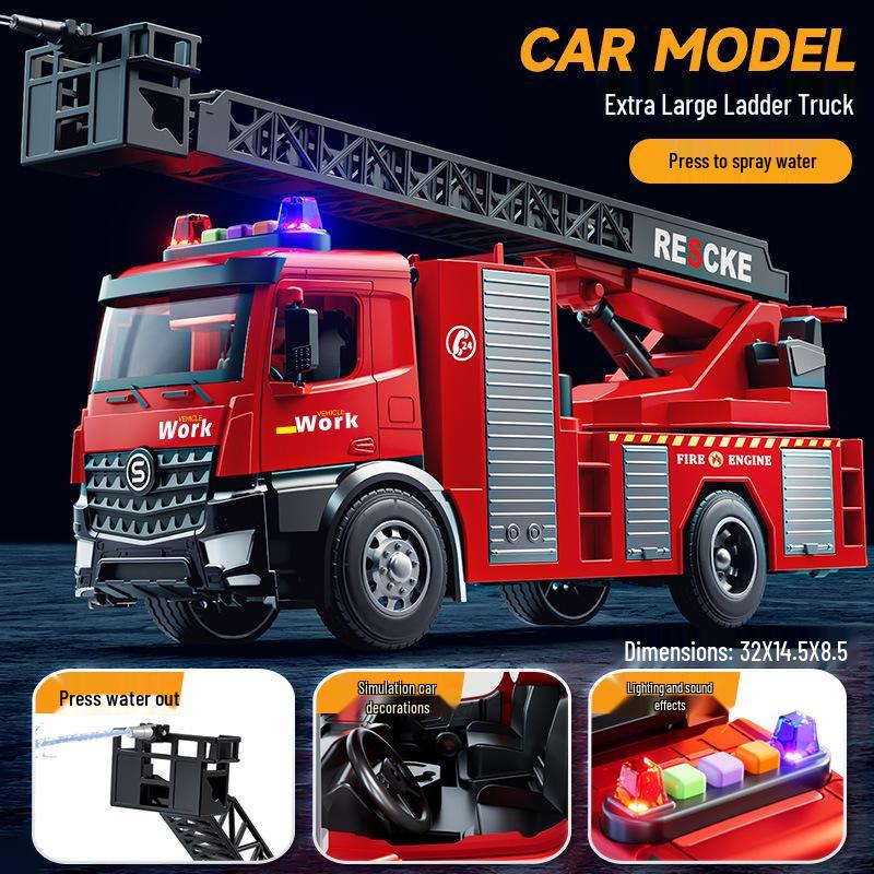 Children's Large Firefighter Truck Toy: Water-Spraying Alloy Model for Boys & Girls
