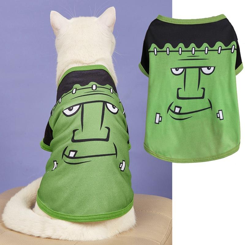Halloween Pet Clothing Thin Cat Dog Holiday Costume Pumpkin Skull Teddy Funny T-Shirt