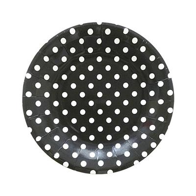 OIMG Black & White Polka Dot Disposable Paper Plates