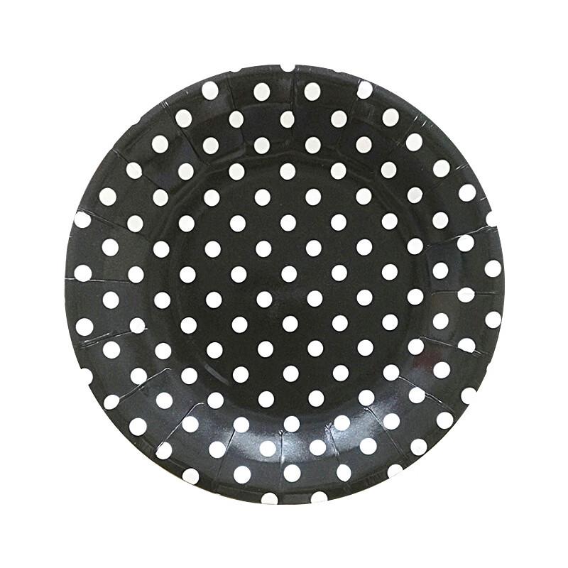 

OIMG Black & White Polka Dot Disposable Paper Plates