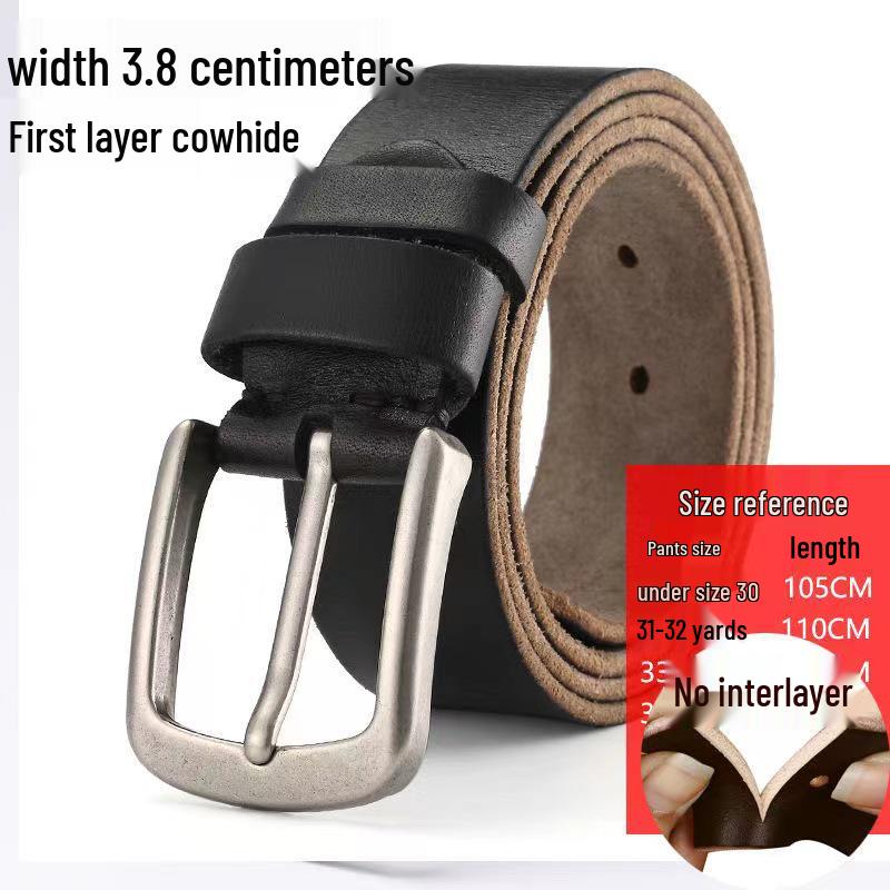 Men's Vintage Washed Genuine Leather Pin Buckle Belt - Casual & Trendy for Jeans
