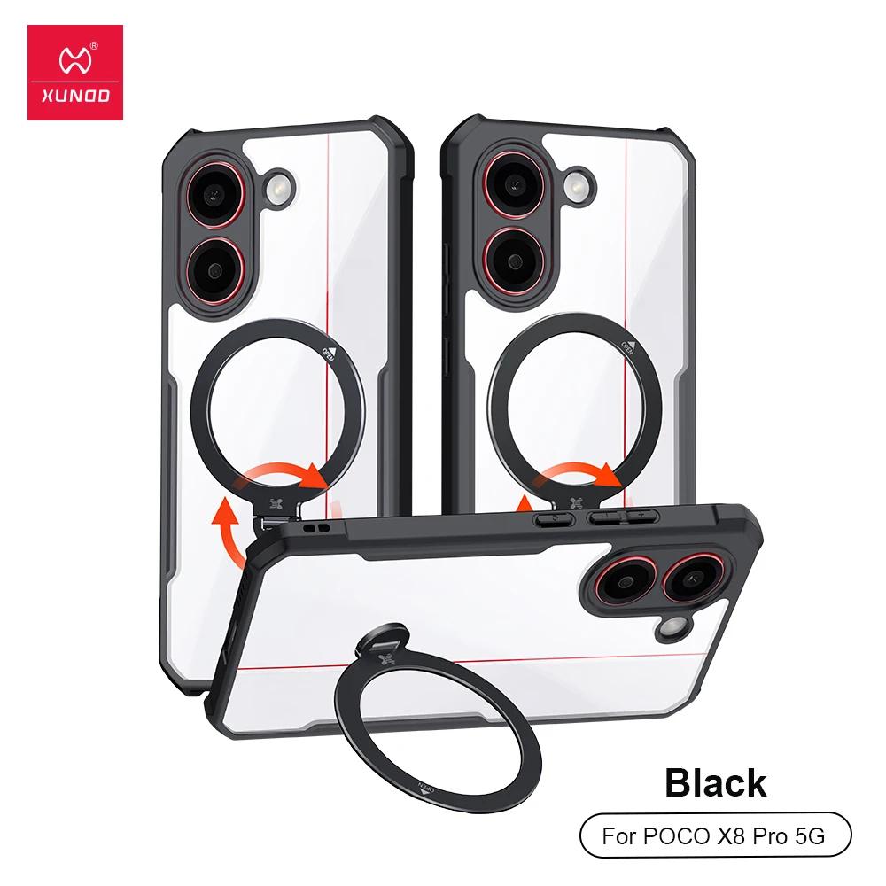 

XUNDD Чехол для Xiaomi Poco X8 Pro Ударопрочный Чехол Прозрачная Задняя Крышка Роскошные Защитные Чехлы С Вращающимся Магнитным Держателем Подставкой For Poco X8 Pro чёрный