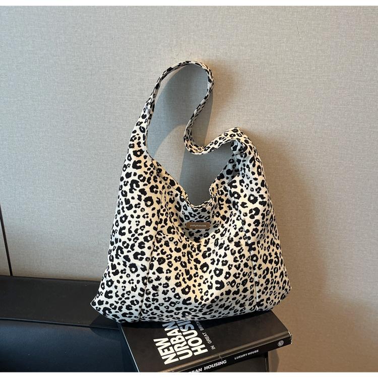 Retro Fashion Leopard Print Tote Bag Women's New Shopping Bag Trendy Casual Shoulder Bag Niche Women's Bag